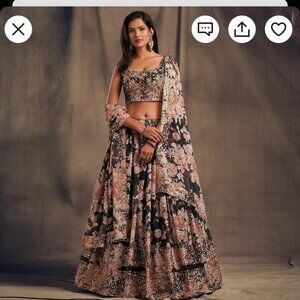 Lehenga Choli with Floral Print, Sequins for Indian Wedding